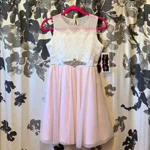Cream and Pink Formal Dress with Bling